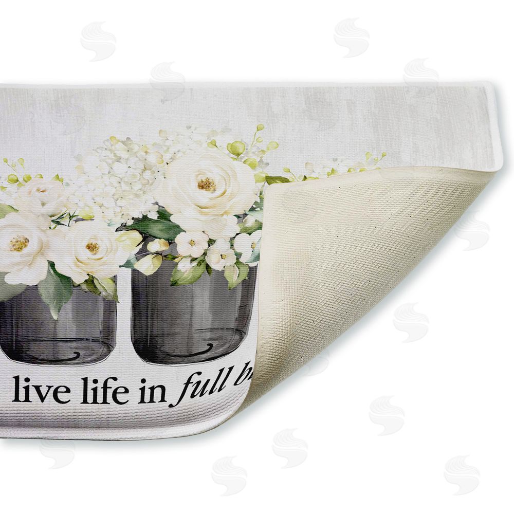 Lettered and Lined Life In Full Bloom Flowers Plush Bathroom Floor Mat