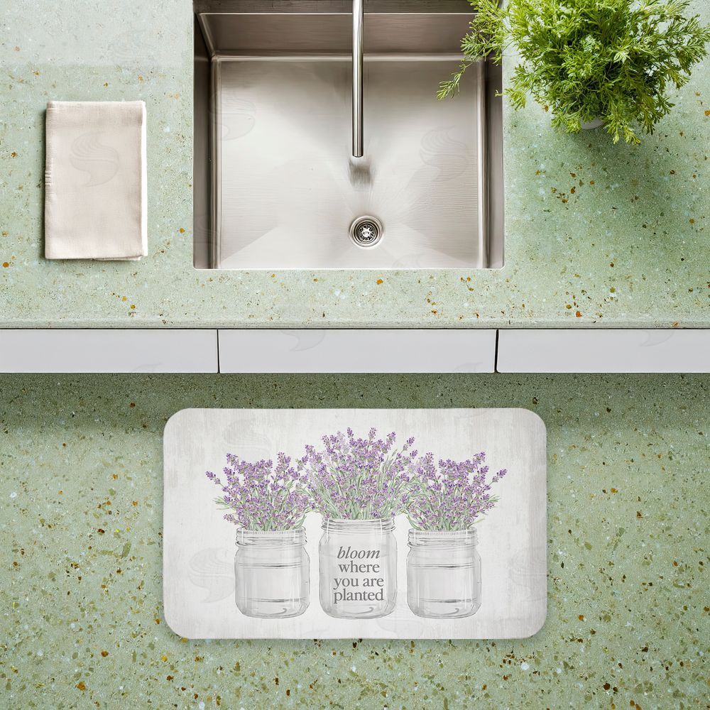 Lettered and Lined Bloom Where You Are Planted Kitchen Floor Mat