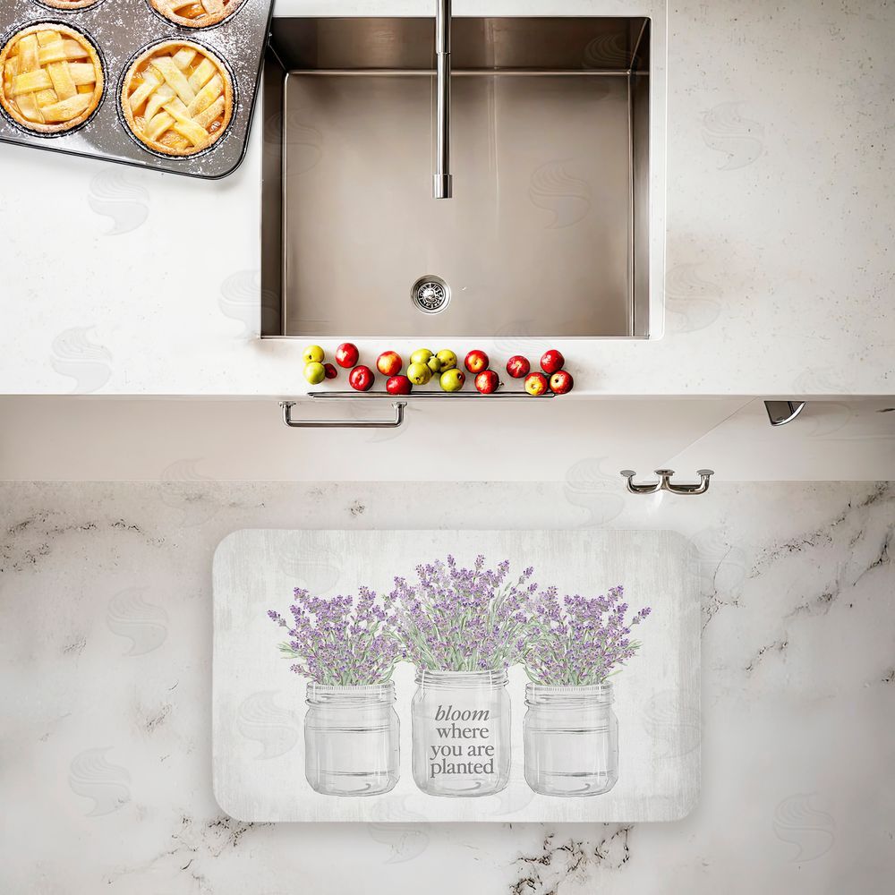 Lettered and Lined Bloom Where You Are Planted Kitchen Floor Mat