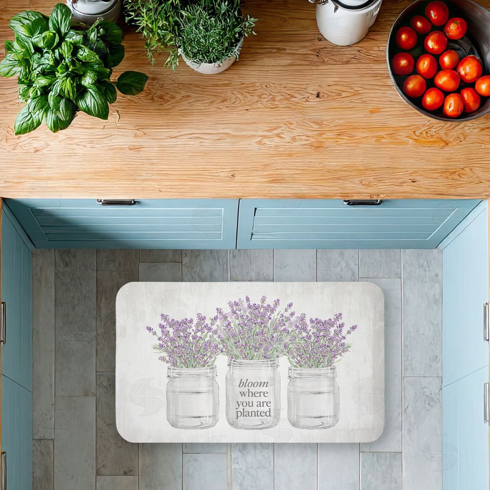 Lettered and Lined Bloom Where You Are Planted Kitchen Floor Mat
