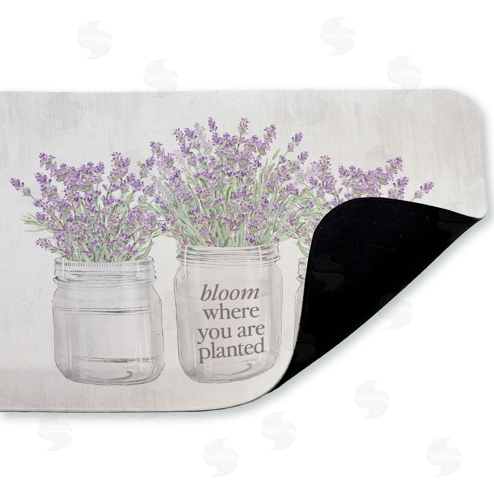 Lettered and Lined Bloom Where You Are Planted Kitchen Floor Mat