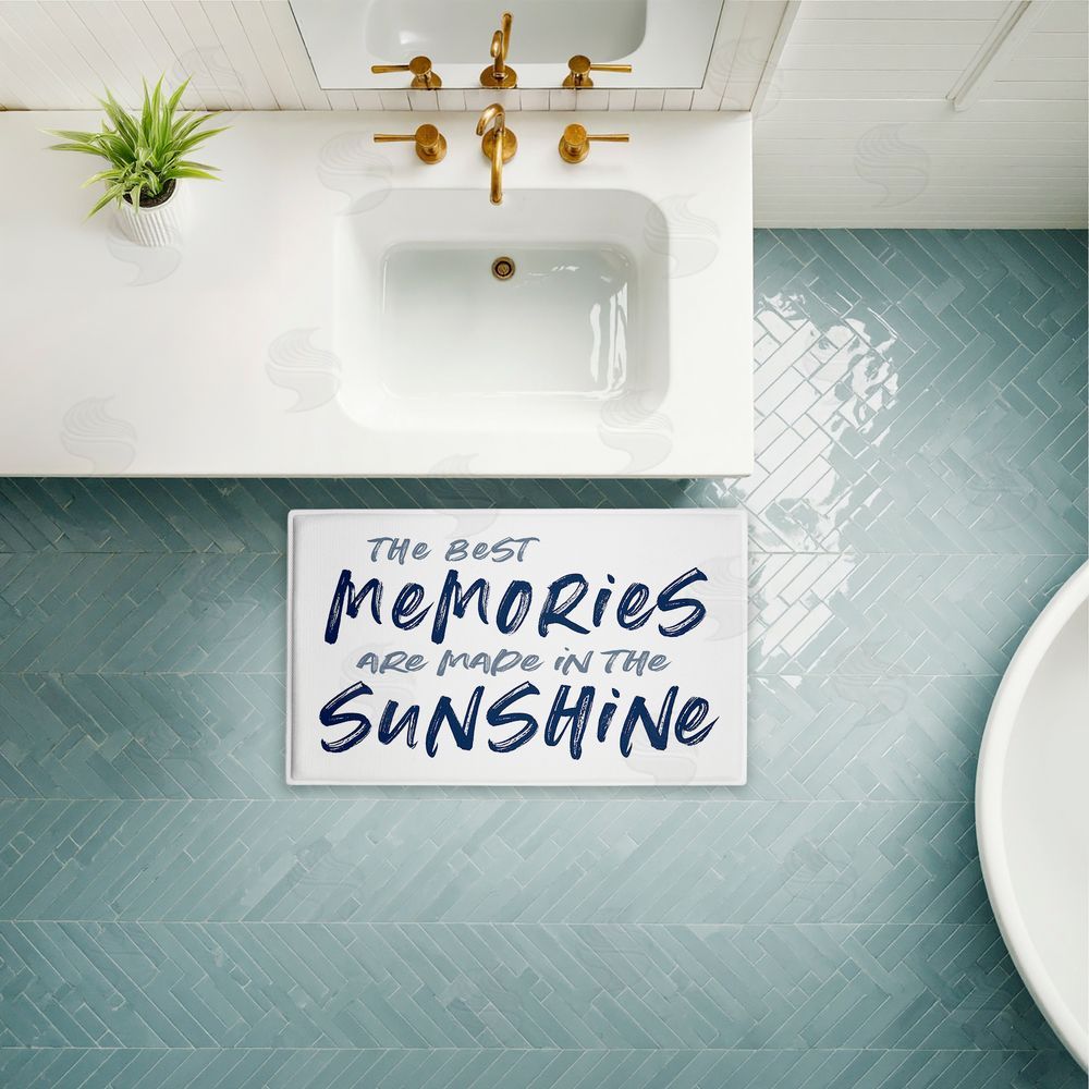 Lettered and Lined Best Memories In Sunshine Plush Bathroom Floor Mat