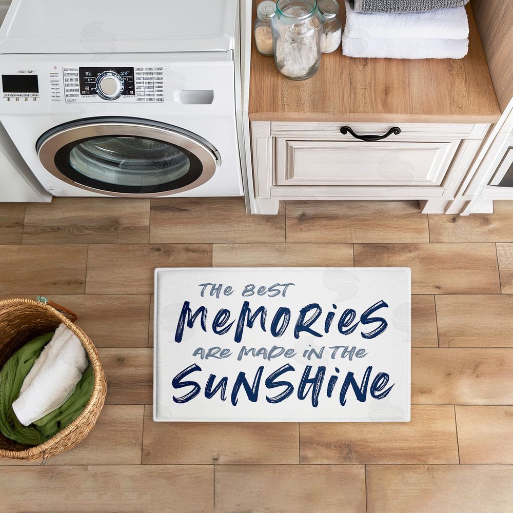 Lettered and Lined Best Memories In Sunshine Plush Bathroom Floor Mat
