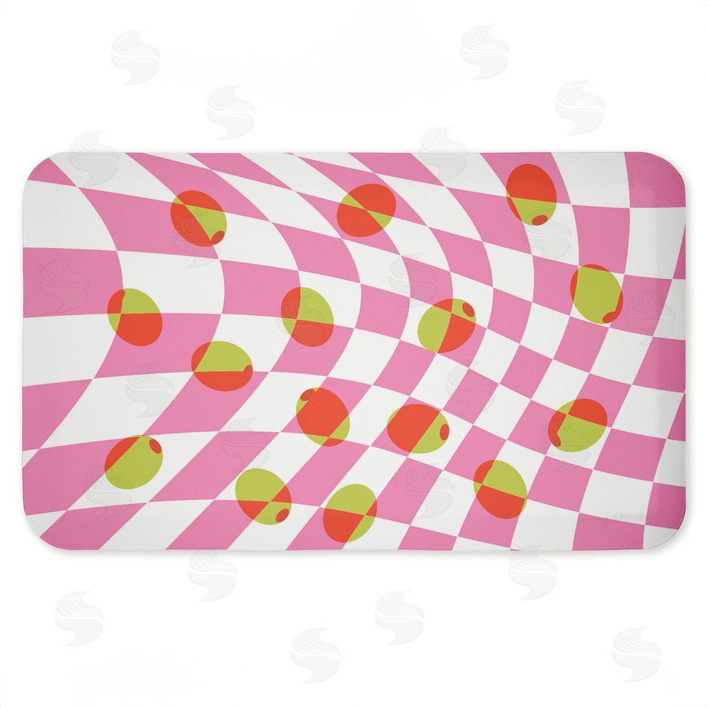 Stupell Studio Retro Curved Olive Abstract Kitchen Floor Mat