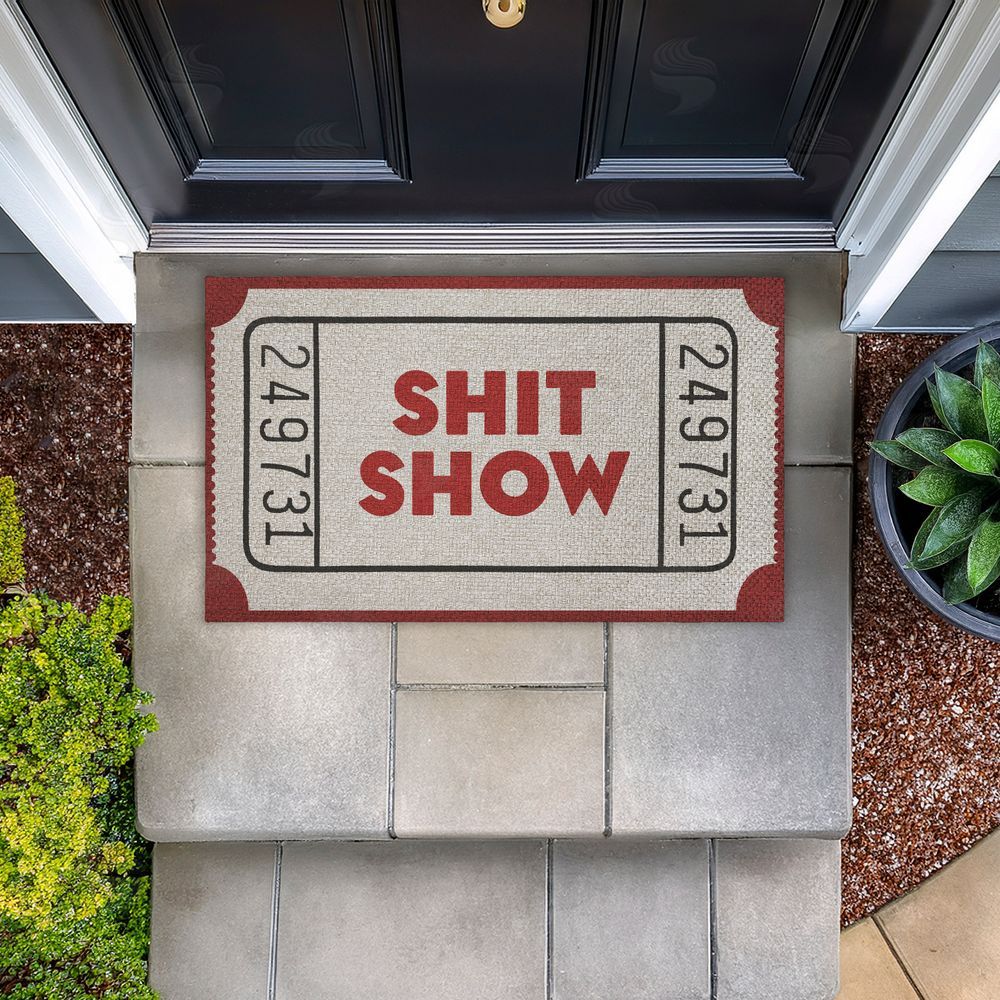 Stupell Studio Red Sh*t Show Ticket Outdoor Faux Sisal Door Mat