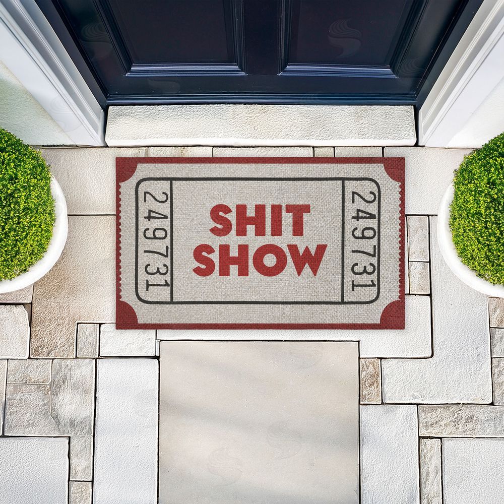 Stupell Studio Red Sh*t Show Ticket Outdoor Faux Sisal Door Mat