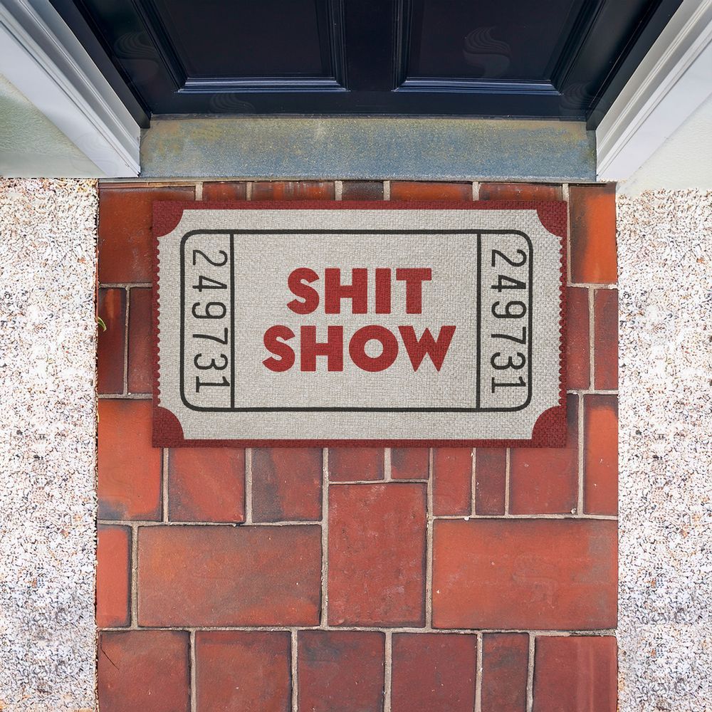 Stupell Studio Red Sh*t Show Ticket Outdoor Faux Sisal Door Mat