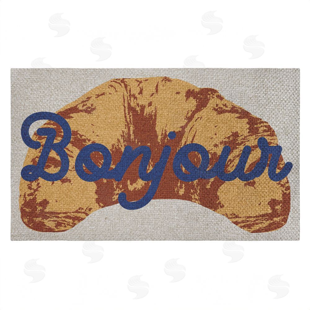 Stupell Studio Bonjour Baked Croissant Outdoor Faux Sisal Door Mat