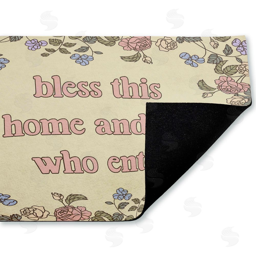 Stupell Studio Bless This Home Florals Unwoven Outdoor Door Mat