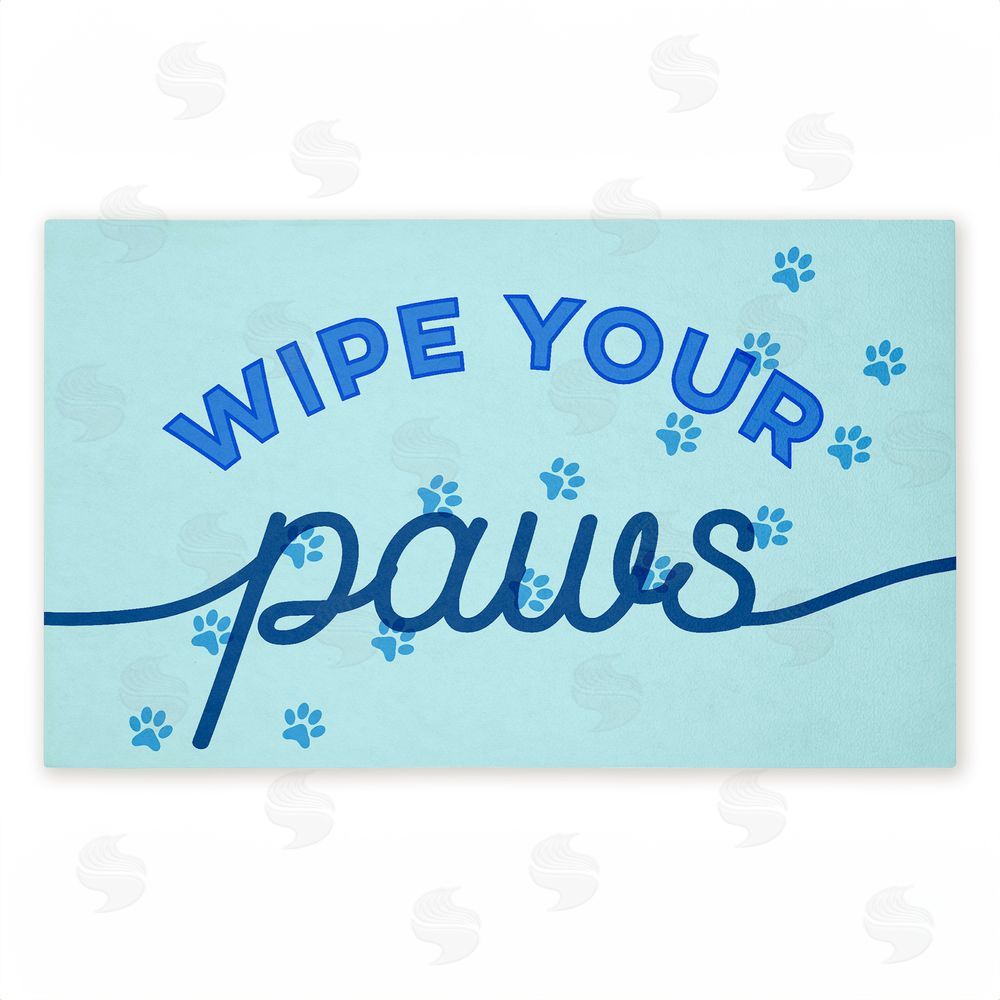 Stupell Studio Wipe Your Paws on Blue Unwoven Outdoor Door Mat