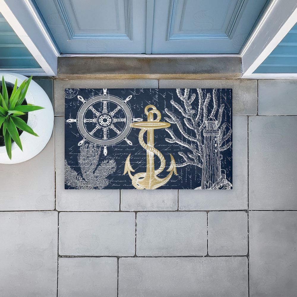Kim Allen Vintage Nautical Sea Letters Unwoven Outdoor Door Mat