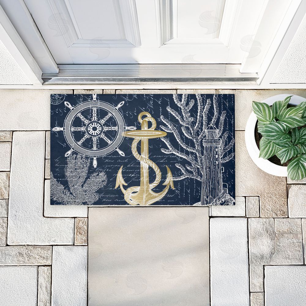 Kim Allen Vintage Nautical Sea Letters Unwoven Outdoor Door Mat