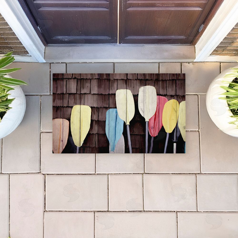 Kim Allen Colorful Lake Paddles Unwoven Outdoor Door Mat