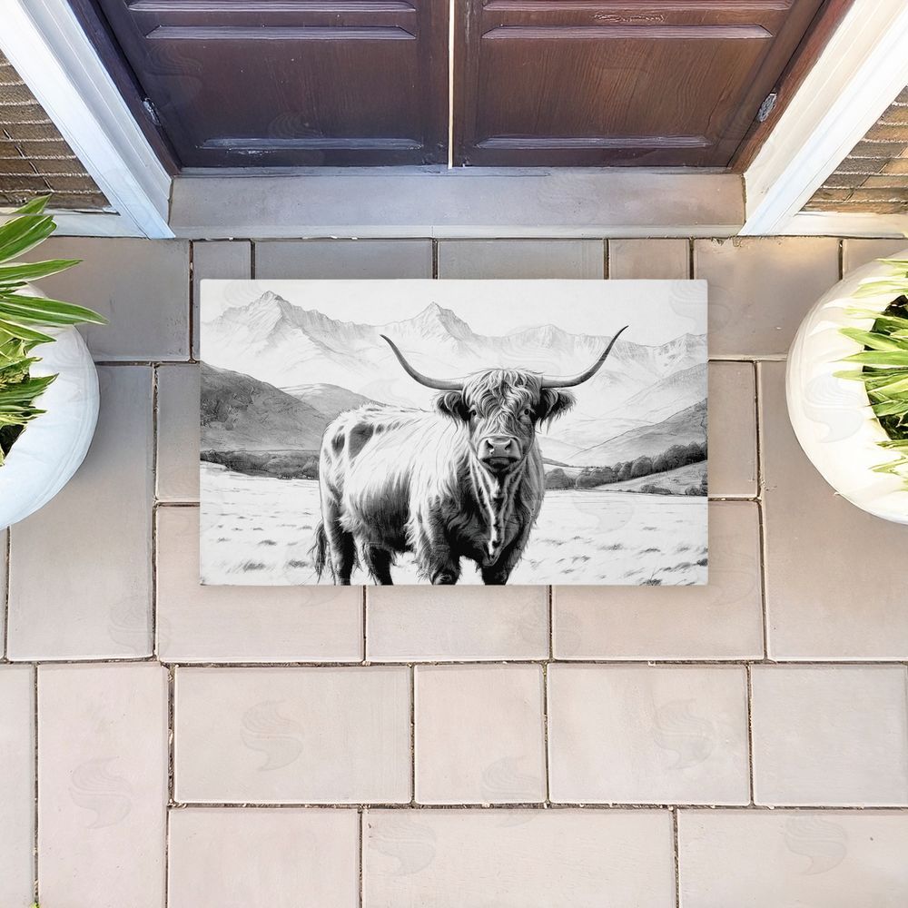 Kim Allen Highland Sketch in Mountains Unwoven Outdoor Door Mat