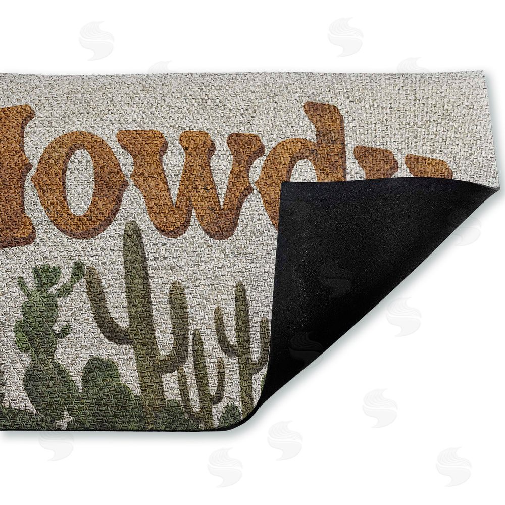 Matthew Piotrowicz Western Howdy With Cacti Outdoor Faux Sisal Door Mat