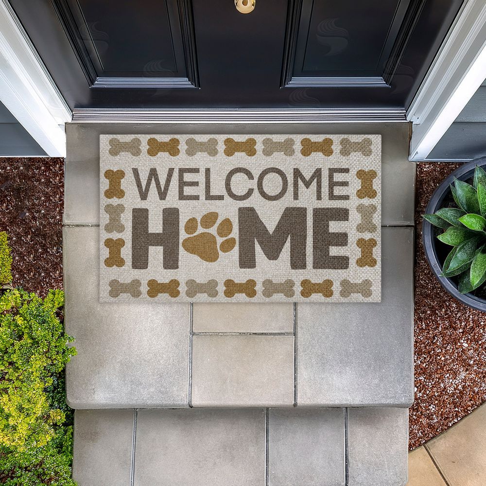 Marcus Prime Welcome with Dog Bones Outdoor Faux Sisal Door Mat