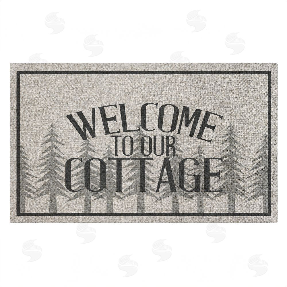Kim Allen Welcome To Our Cottage Trees Outdoor Faux Sisal Door Mat