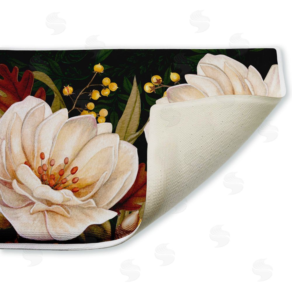 Nicole Tamarin Vintage Midnight Garden Blooms Plush Bathroom Floor Mat