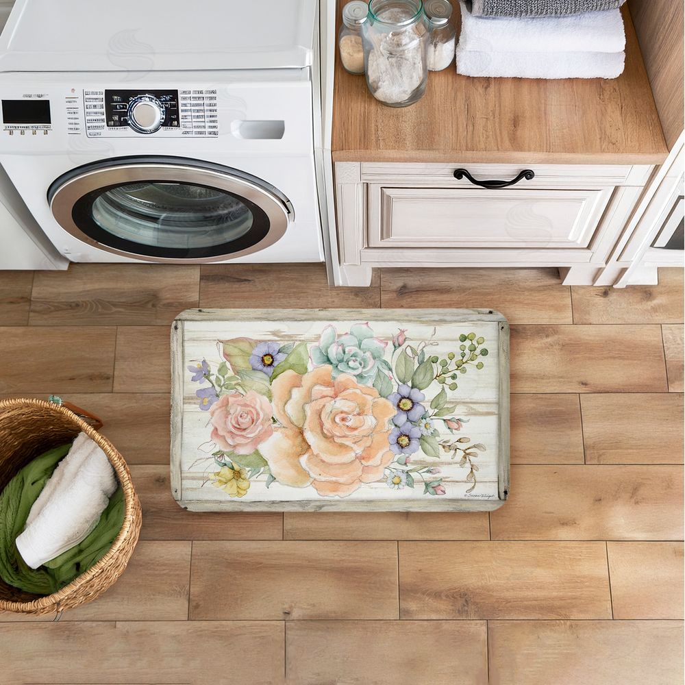 Susan Winget Rose Succulent Bouquet Kitchen Floor Mat
