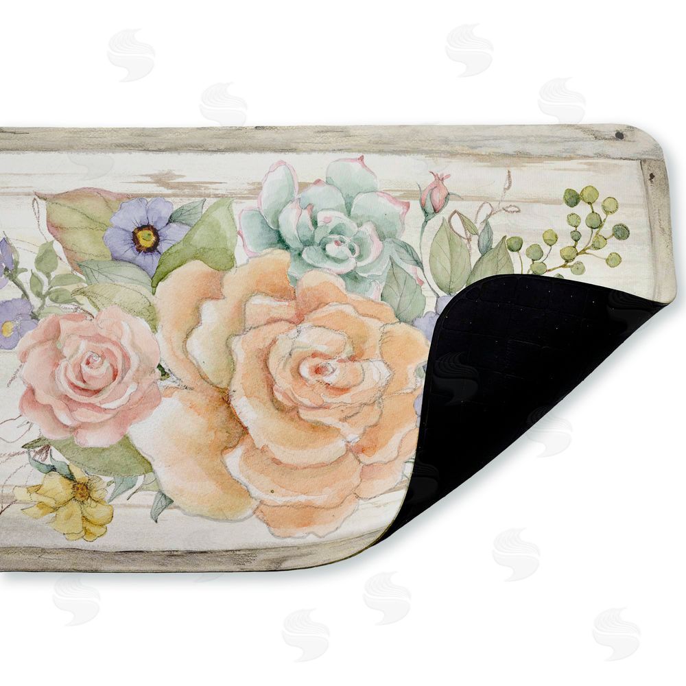 Susan Winget Rose Succulent Bouquet Kitchen Floor Mat