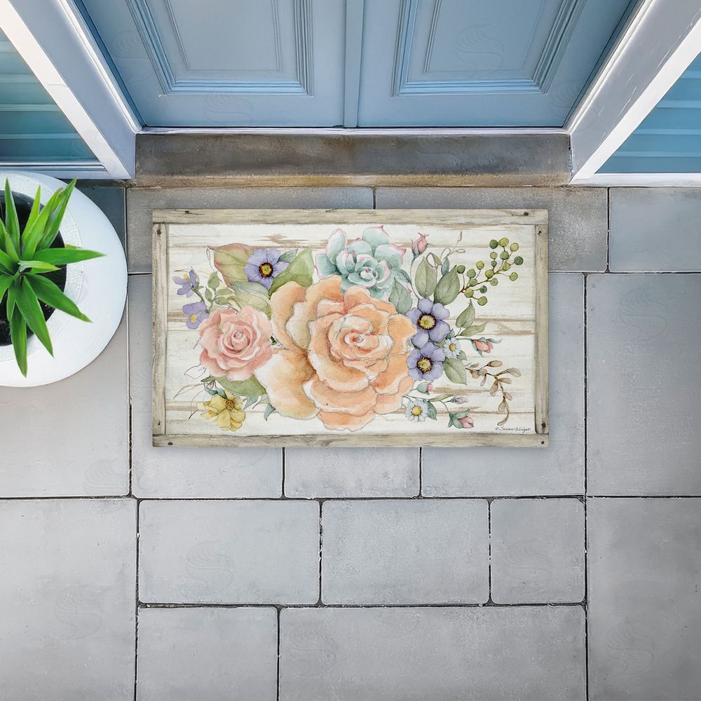 Susan Winget Rose Succulent Bouquet Unwoven Outdoor Door Mat