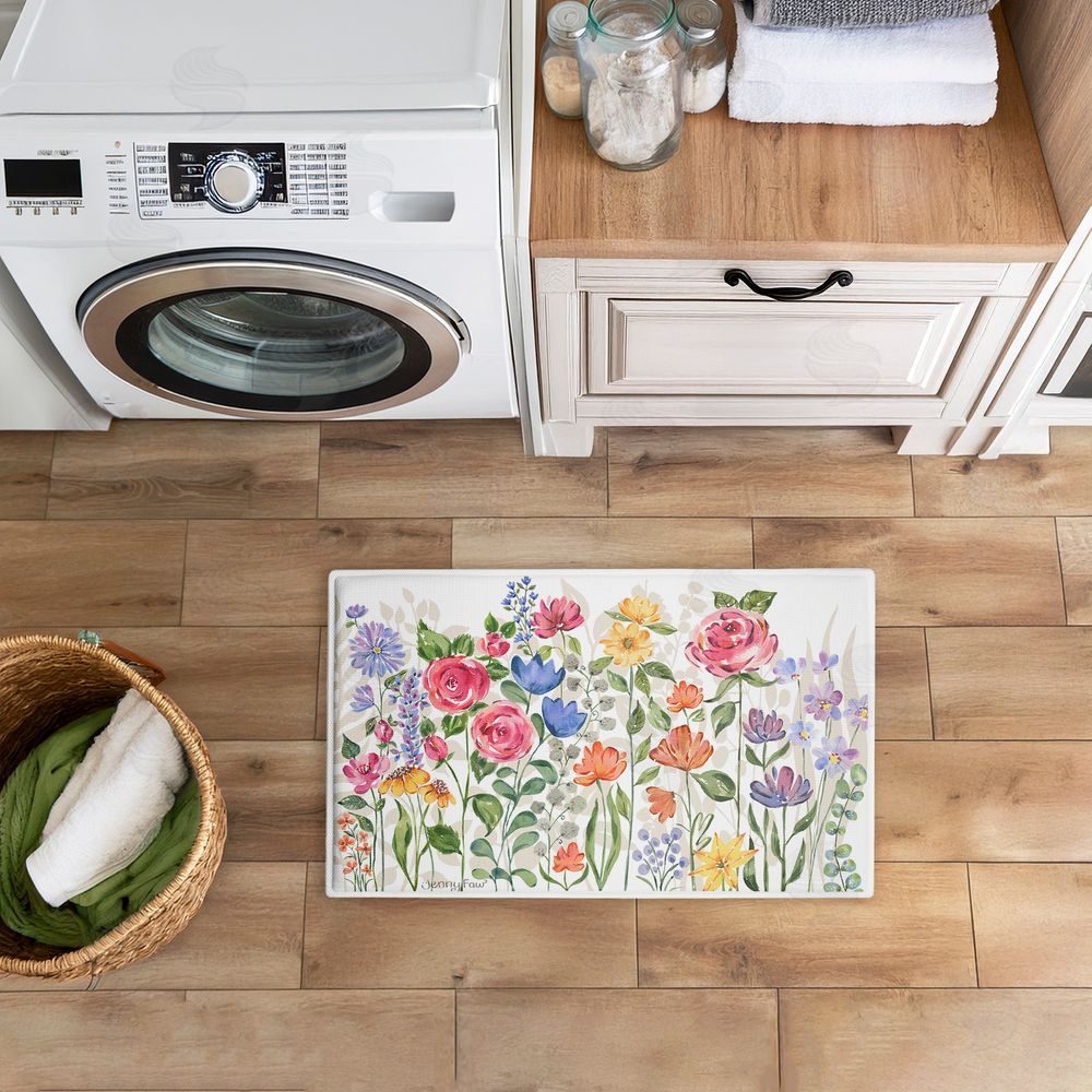 Jenny Faw Springtime Wildflower Blossoms Plush Bathroom Floor Mat