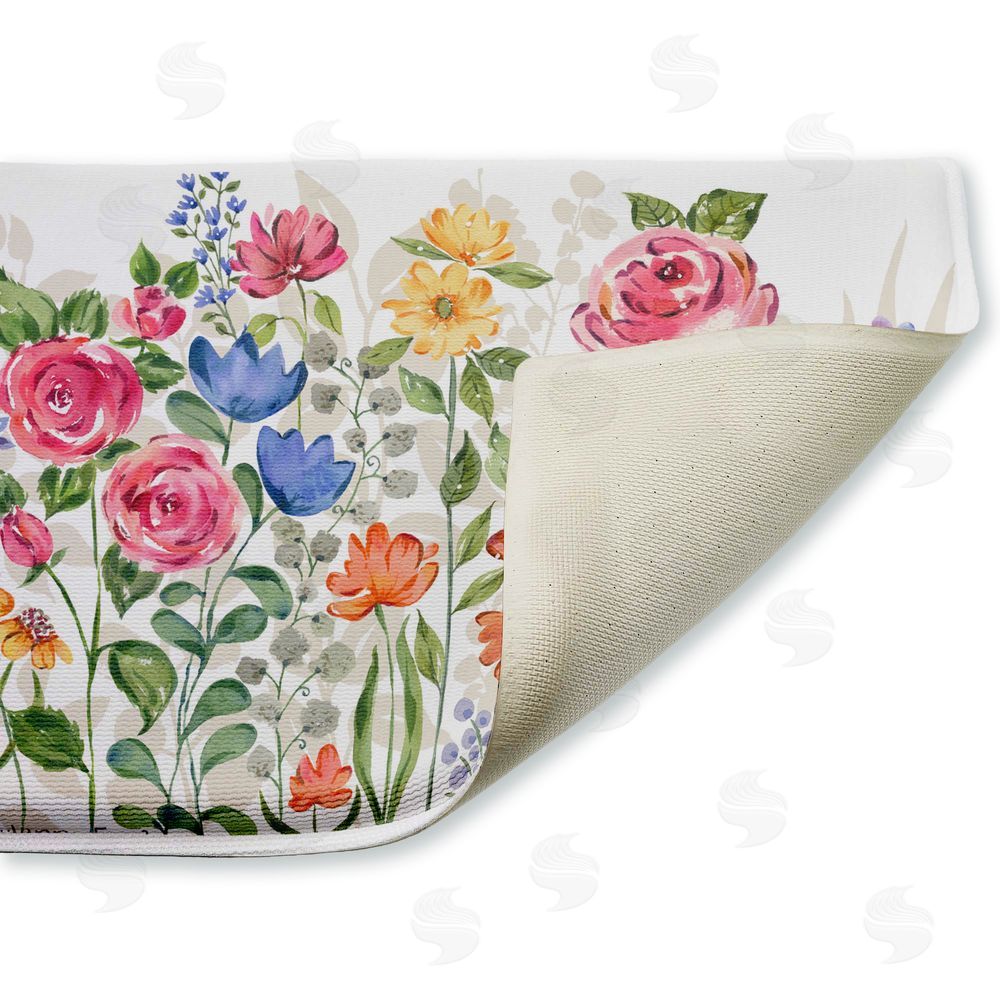 Jenny Faw Springtime Wildflower Blossoms Plush Bathroom Floor Mat
