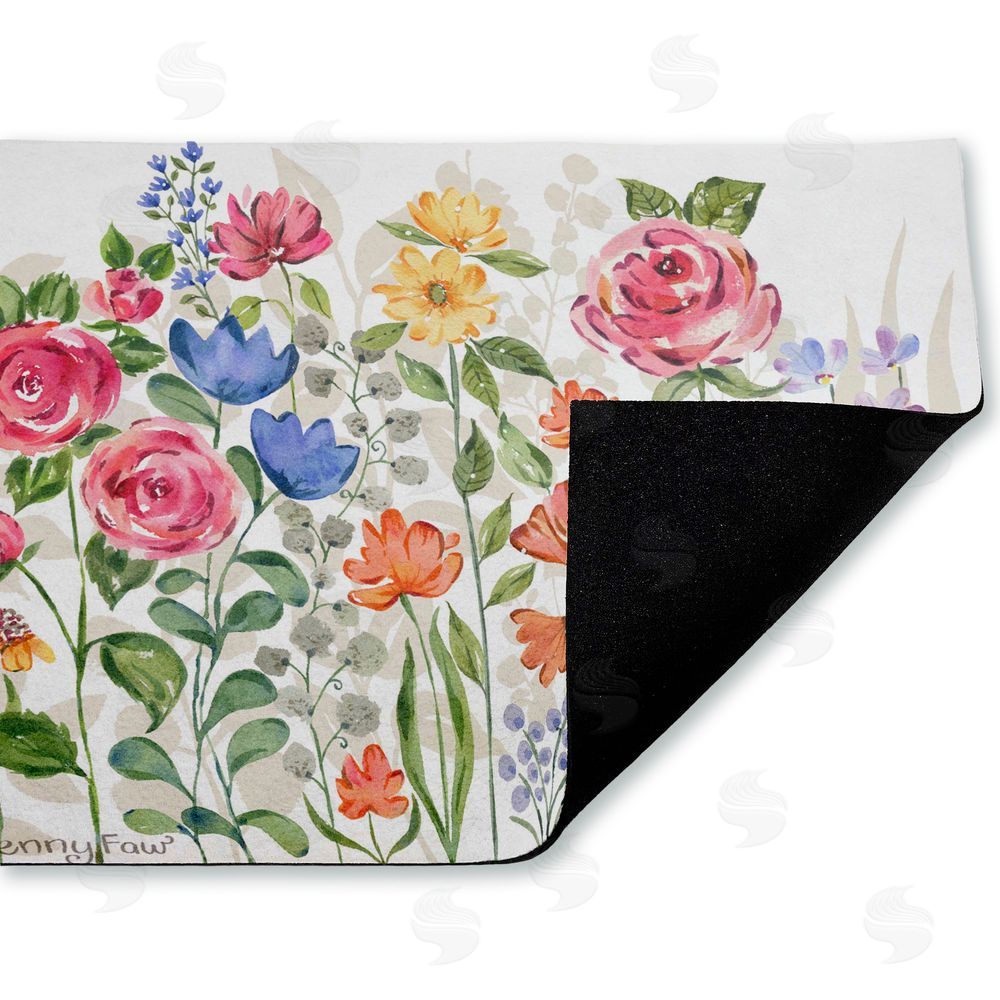 Jenny Faw Springtime Wildflower Blossoms Unwoven Outdoor Door Mat