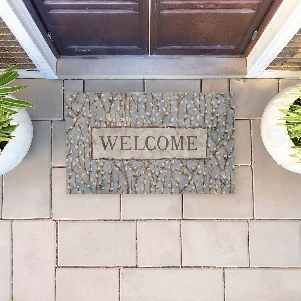 Tim Coffey Pussywillow Welcome Pattern Unwoven Outdoor Door Mat