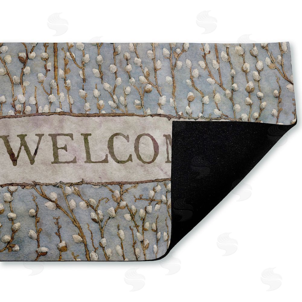 Tim Coffey Pussywillow Welcome Pattern Unwoven Outdoor Door Mat