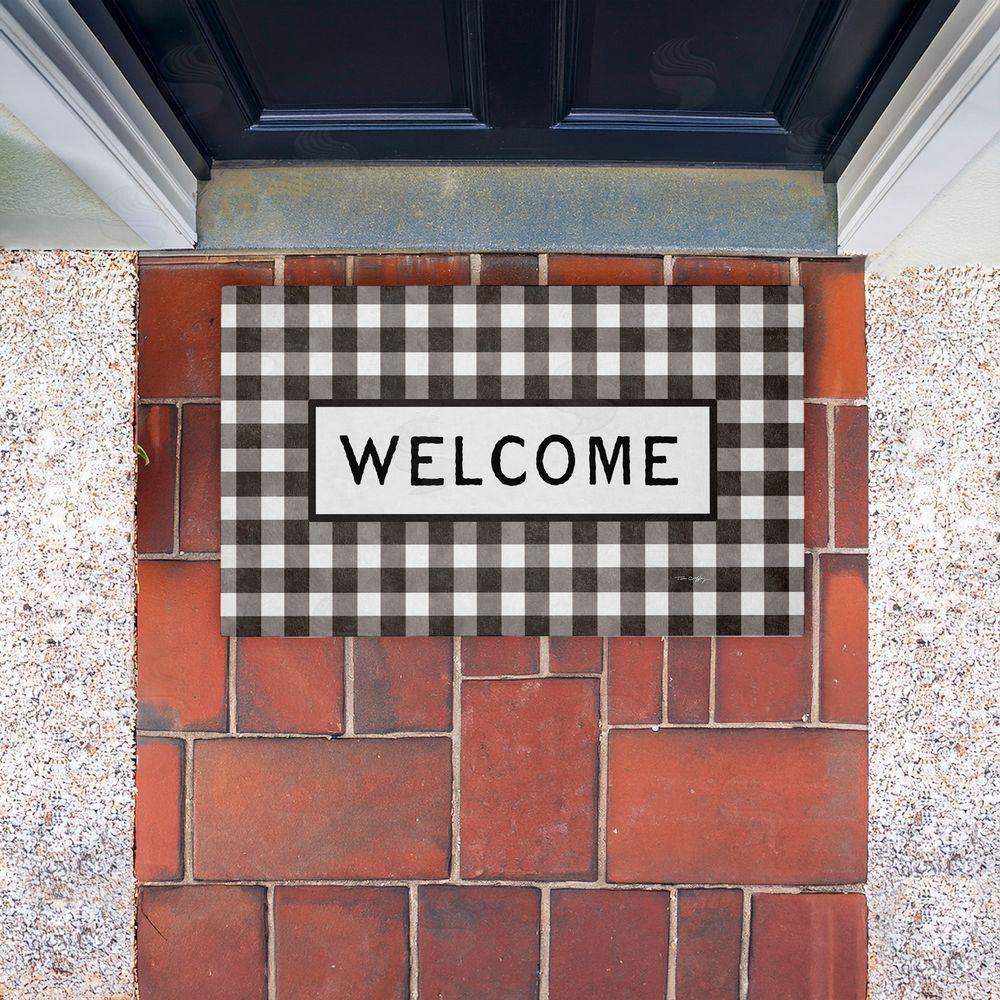 Tim Coffey Black Checkered Gingham Welcome Unwoven Outdoor Door Mat