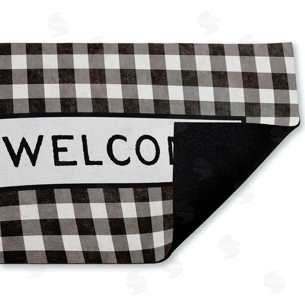 Tim Coffey Black Checkered Gingham Welcome Unwoven Outdoor Door Mat