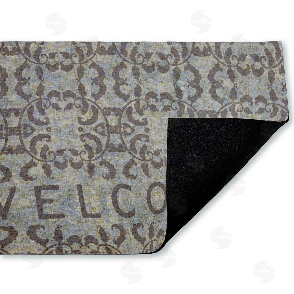 Tim Coffey Gray Damask Welcome Unwoven Outdoor Door Mat