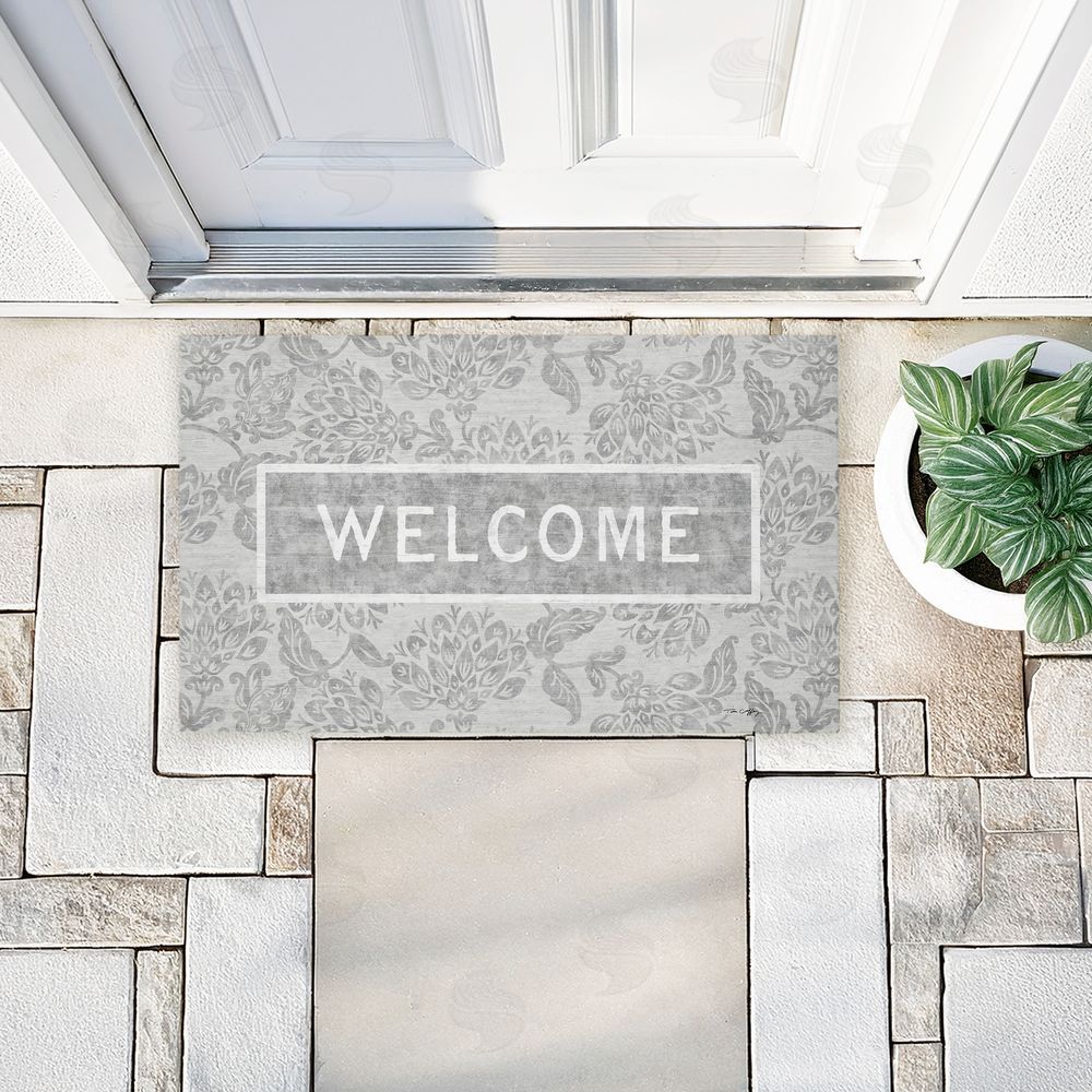 Tim Coffey Distressed Ornate Florals Welcome Unwoven Outdoor Door Mat