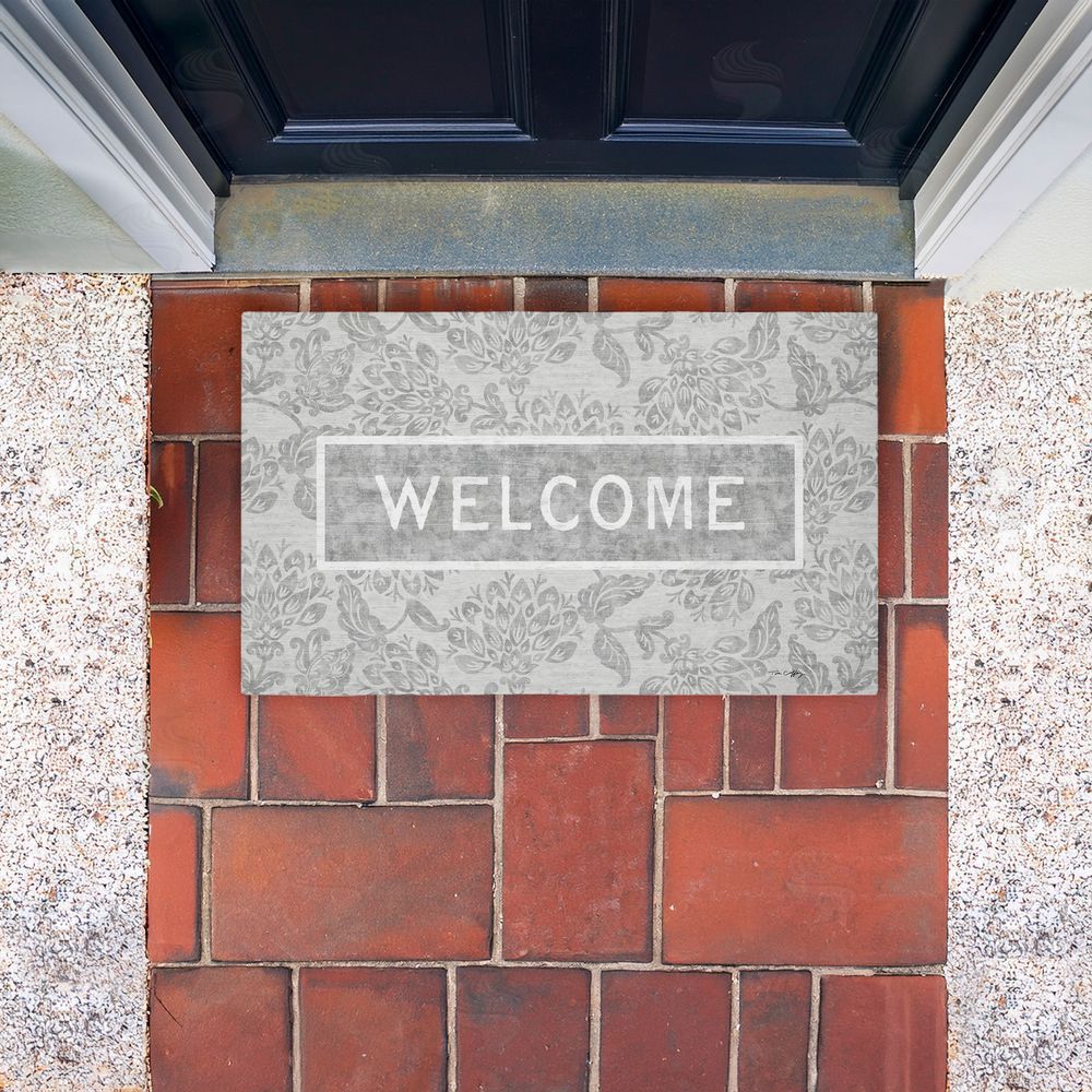 Tim Coffey Distressed Ornate Florals Welcome Unwoven Outdoor Door Mat