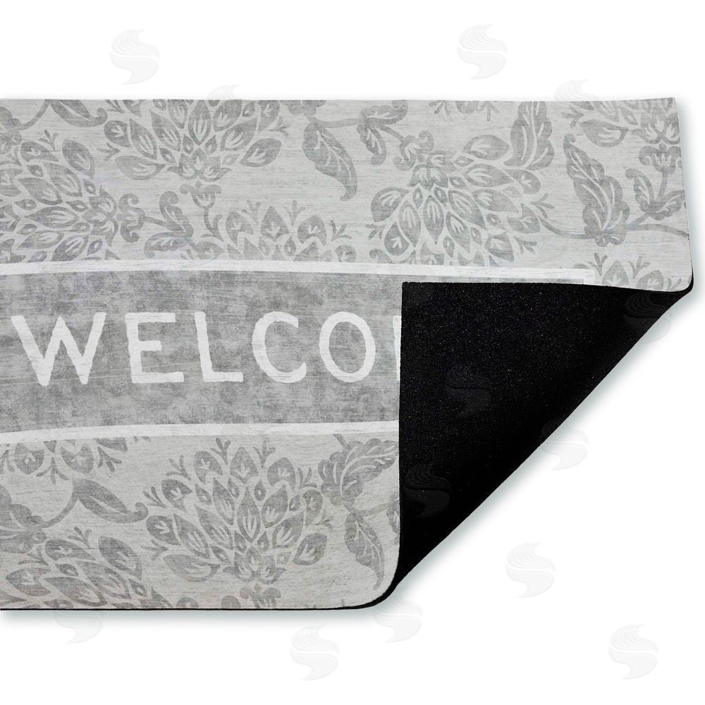 Tim Coffey Distressed Ornate Florals Welcome Unwoven Outdoor Door Mat