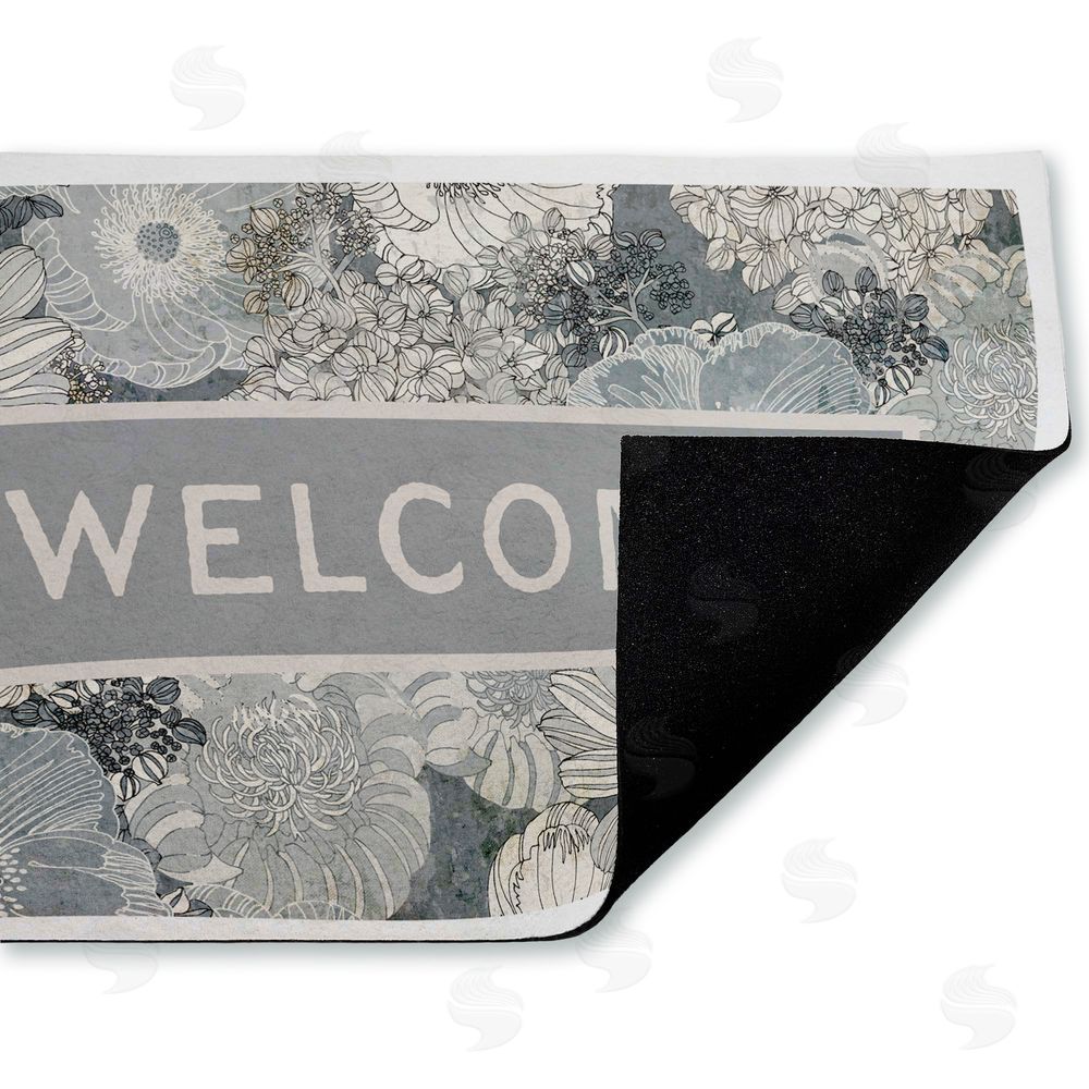 Tim Coffey Monochrome Blooms Welcome Unwoven Outdoor Door Mat