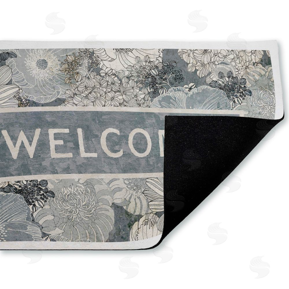 Tim Coffey Welcome on Detailed Blooms Unwoven Outdoor Door Mat