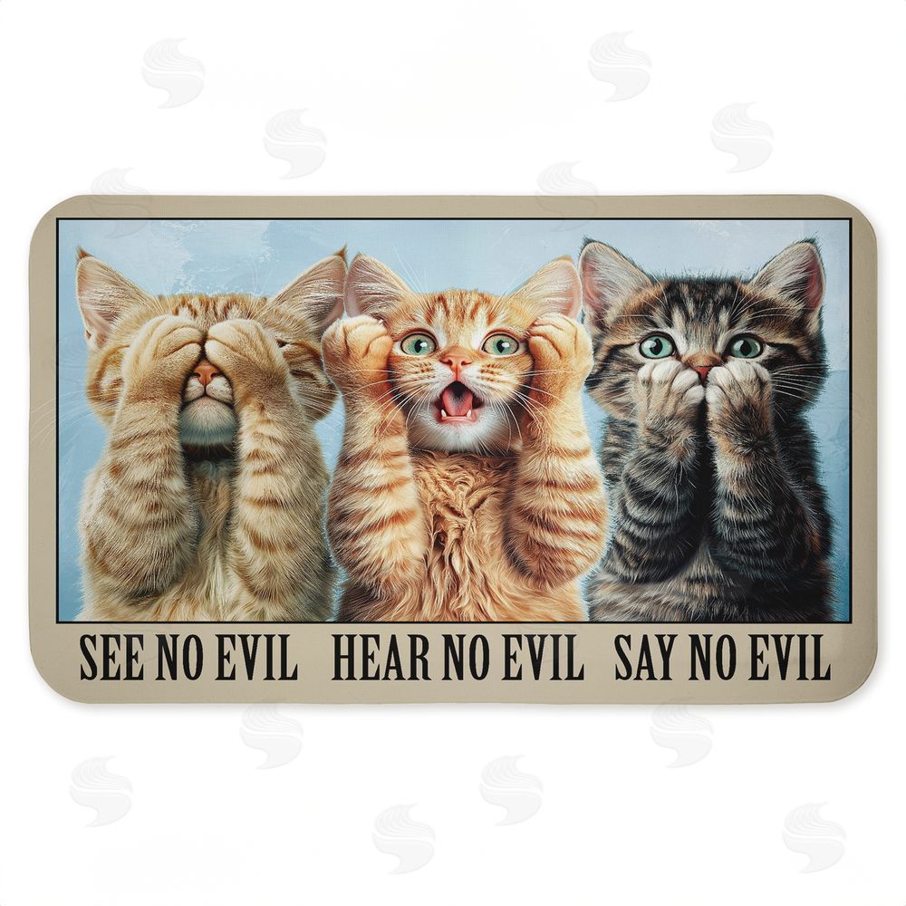 Jim Baldwin See No Evil Cats Trio Kitchen Floor Mat