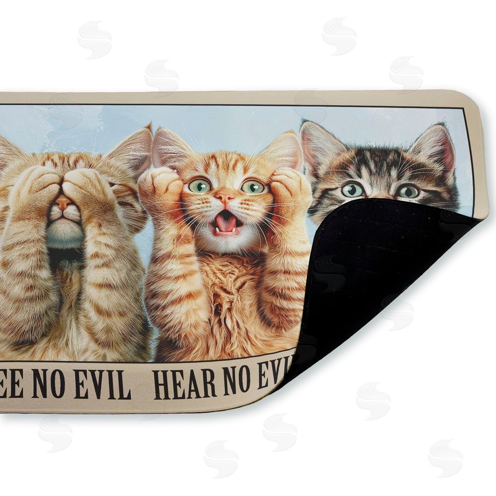 Jim Baldwin See No Evil Cats Trio Kitchen Floor Mat