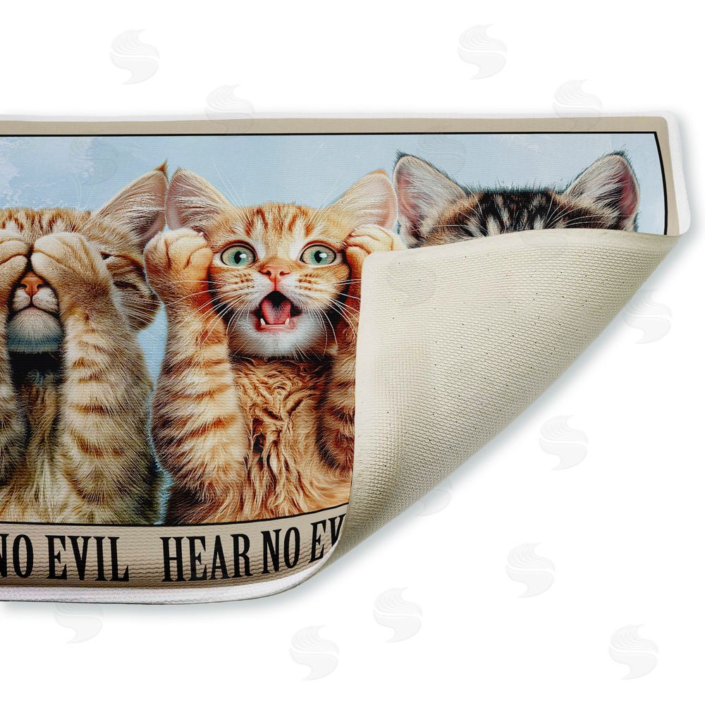 Jim Baldwin See No Evil Cats Trio Plush Bathroom Floor Mat