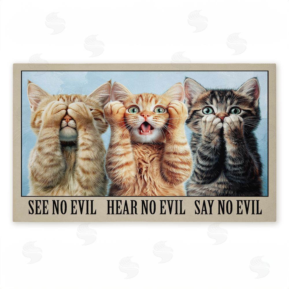 Jim Baldwin See No Evil Cats Trio Unwoven Outdoor Door Mat