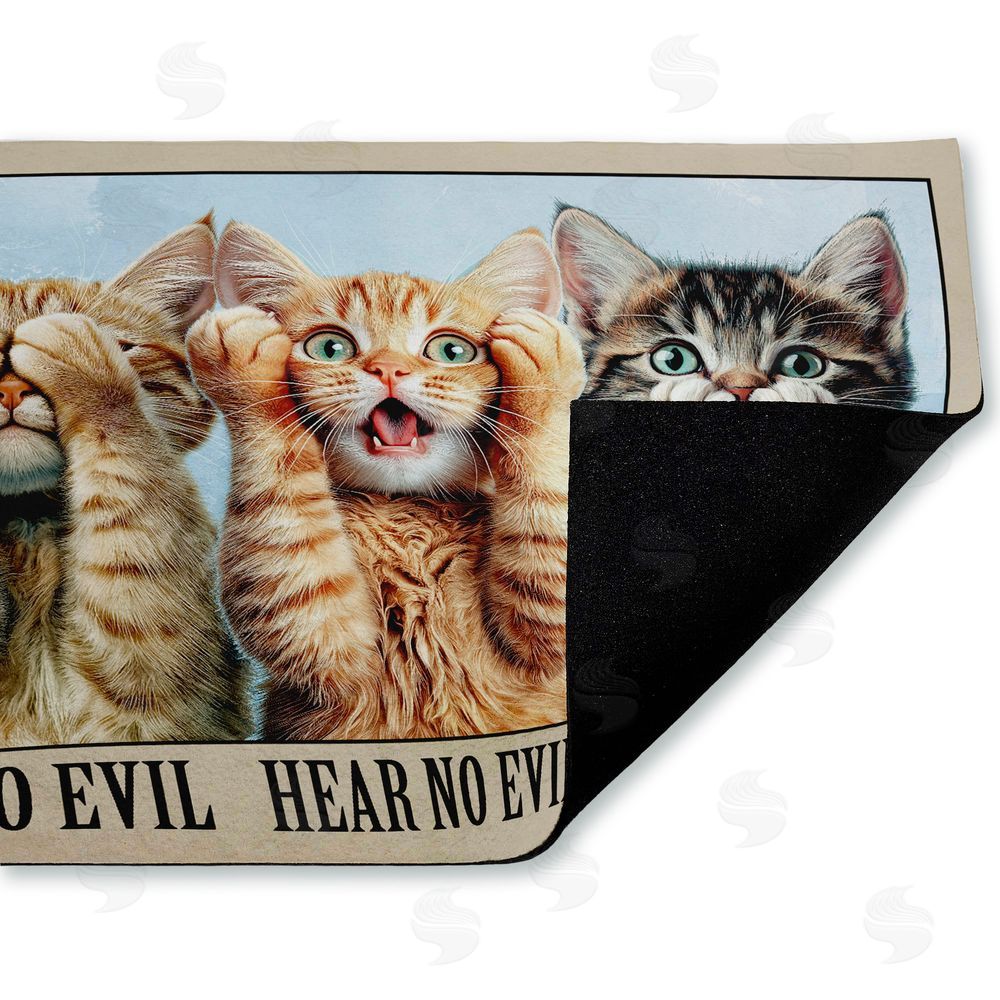 Jim Baldwin See No Evil Cats Trio Unwoven Outdoor Door Mat