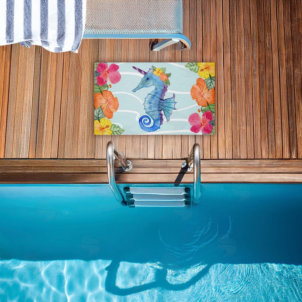 Audrey Jeanne Roberts Unicorn Seahorse & Hibiscus Unwoven Outdoor Door Mat