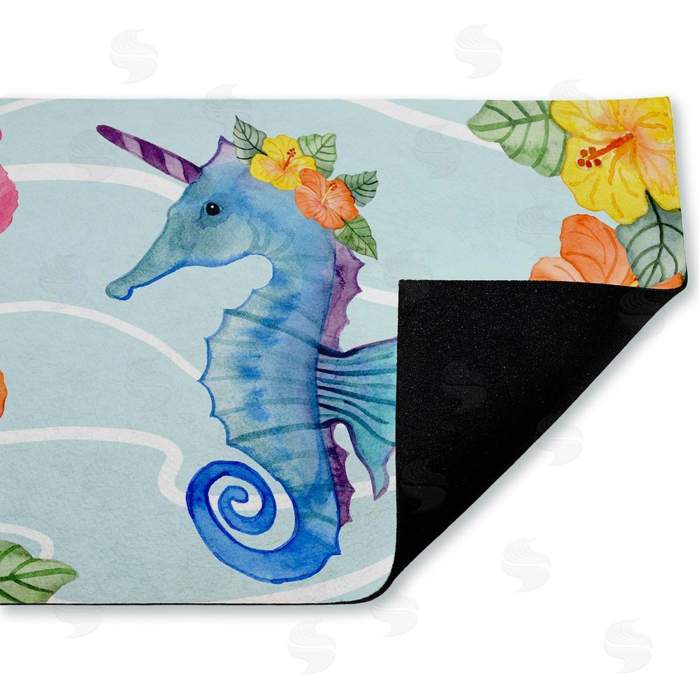 Audrey Jeanne Roberts Unicorn Seahorse & Hibiscus Unwoven Outdoor Door Mat