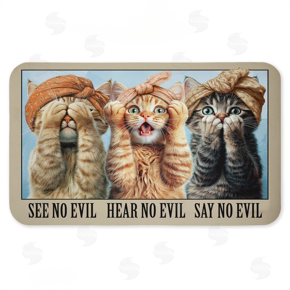 Jim Baldwin No Evil Cats Trio Kitchen Floor Mat