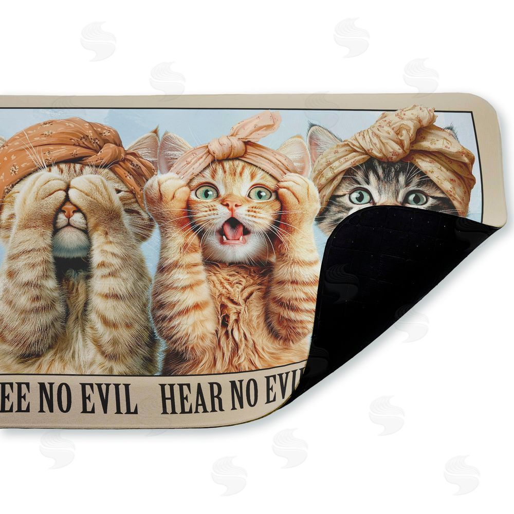 Jim Baldwin No Evil Cats Trio Kitchen Floor Mat