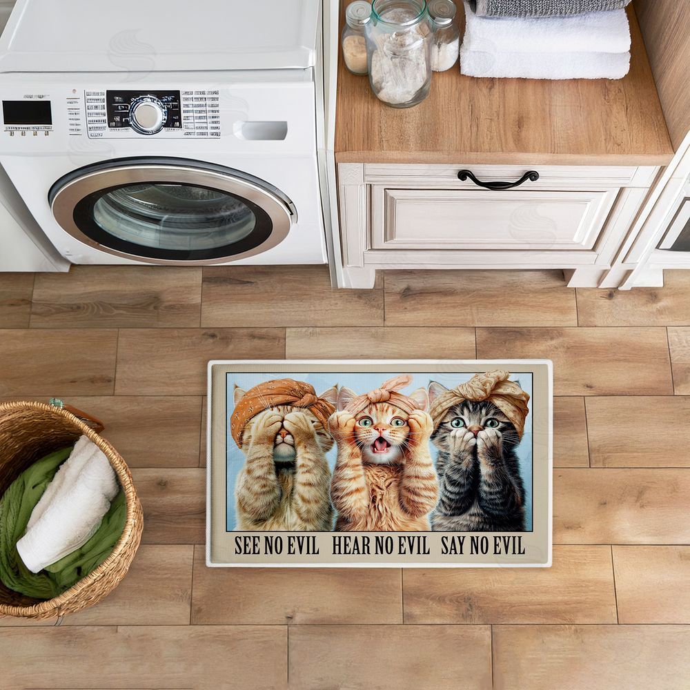 Jim Baldwin No Evil Cats Trio Plush Bathroom Floor Mat