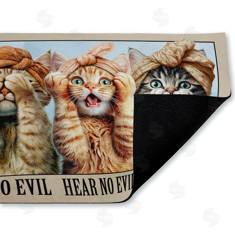 Jim Baldwin No Evil Cats Trio Unwoven Outdoor Door Mat