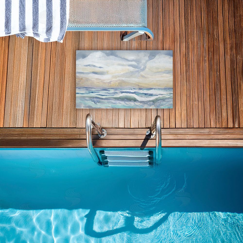 Audrey Jeanne Roberts Tranquil Watercolor Waves Unwoven Outdoor Door Mat
